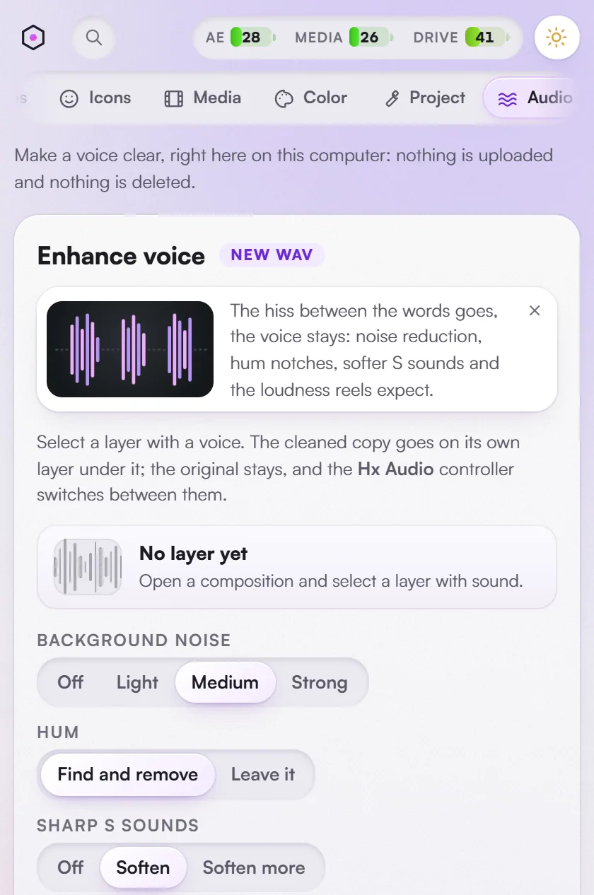 Audio: voice tools.
