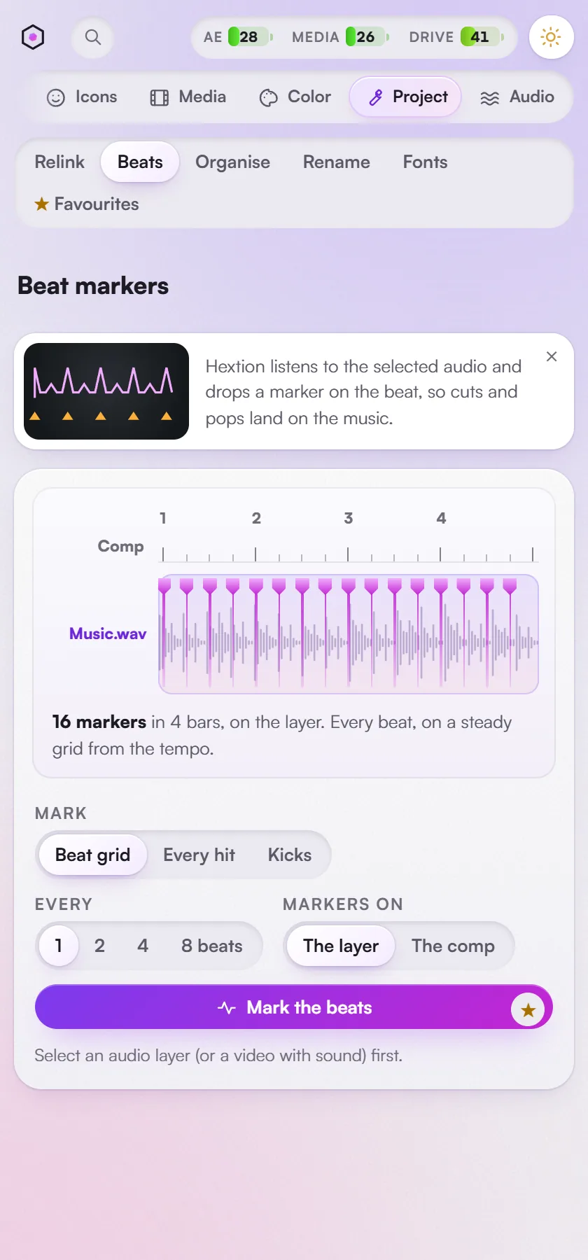 Project: beat markers.
