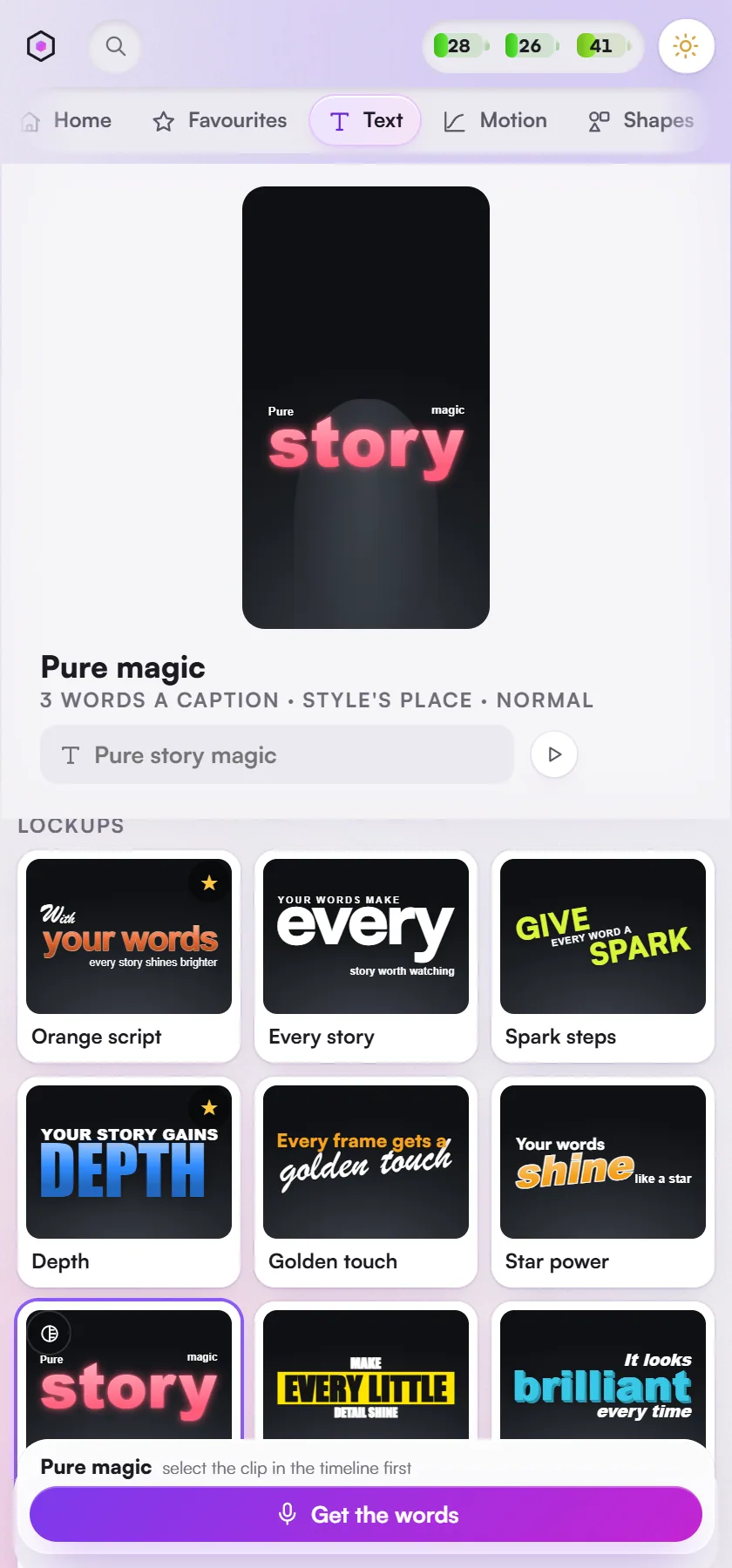 Hextion's Auto captions: a grid of caption looks.